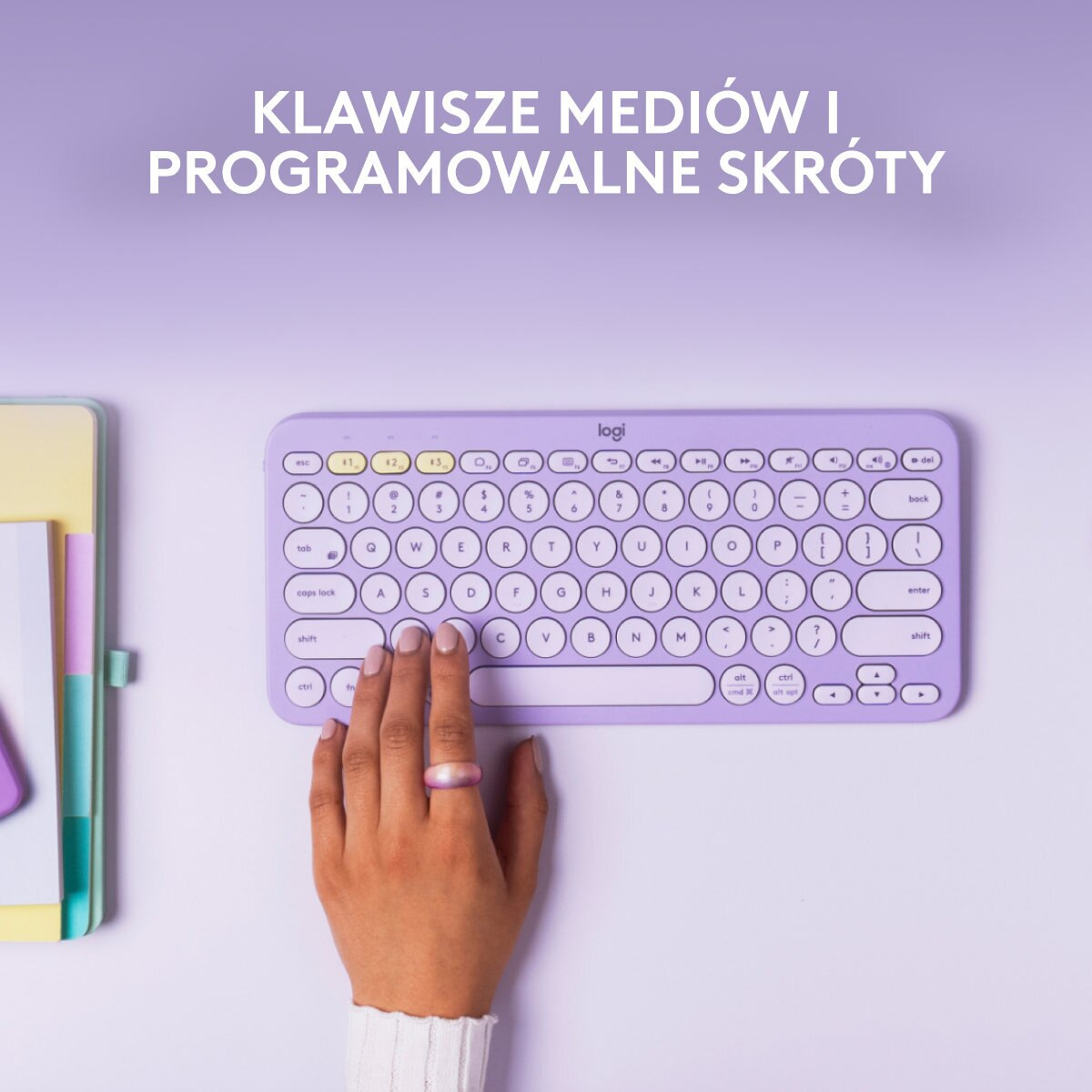 Klawiatura bezprzewodowa LOGITECH K380 Multi-Device Bluetooth Fioletowy (Lavender Lemonade) 920-011166