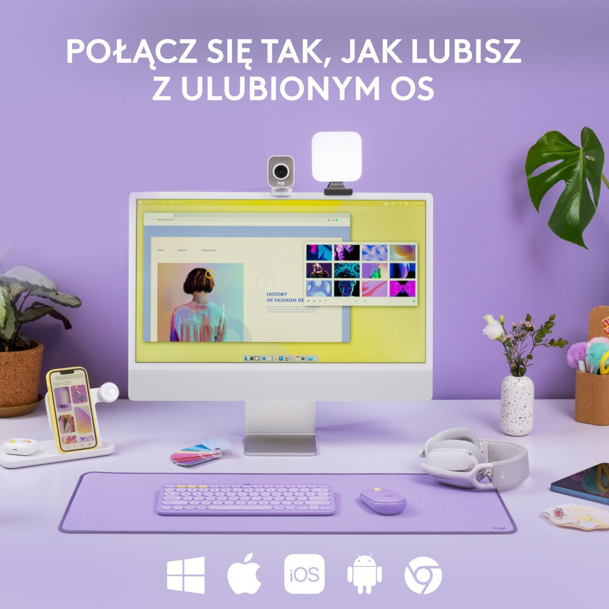 Klawiatura bezprzewodowa LOGITECH K380 Multi-Device Bluetooth Fioletowy (Lavender Lemonade) 920-011166