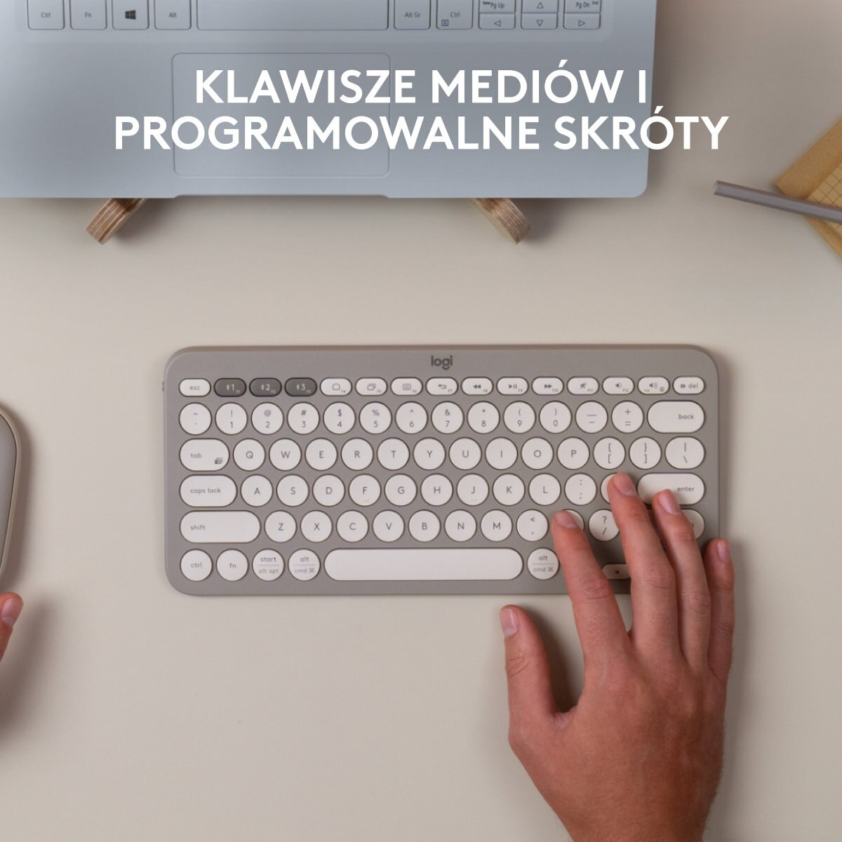 Klawiatura bezprzewodowa LOGITECH K380 Multi-Device Bluetooth Beżowy (Sand) 920-011165