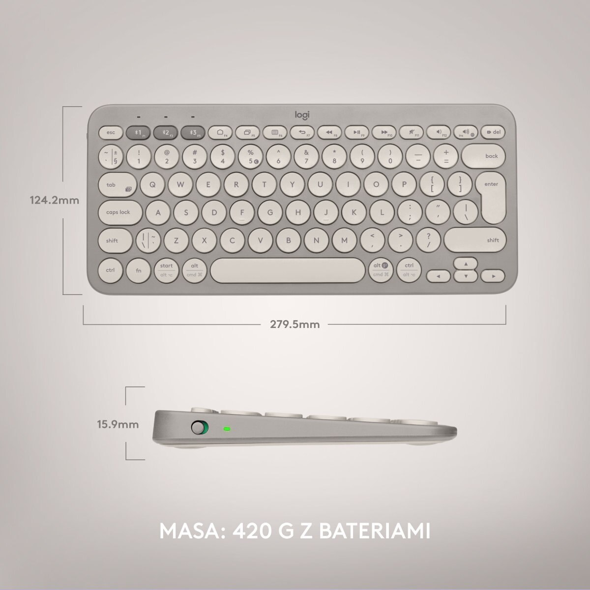 Klawiatura bezprzewodowa LOGITECH K380 Multi-Device Bluetooth Beżowy (Sand) 920-011165