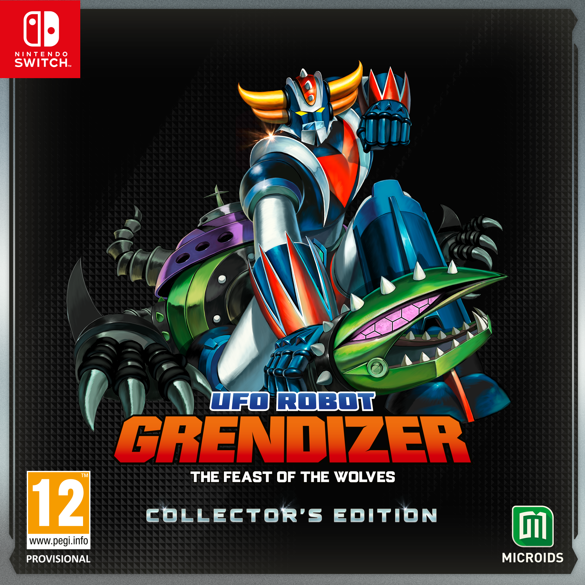 Portada del juego para Nintendo Switch, con un personaje robot y el título Grendizer.