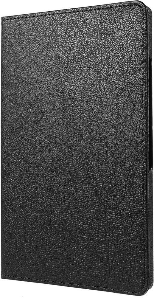 A close-up of a black leather case, showing the texture and stitching.