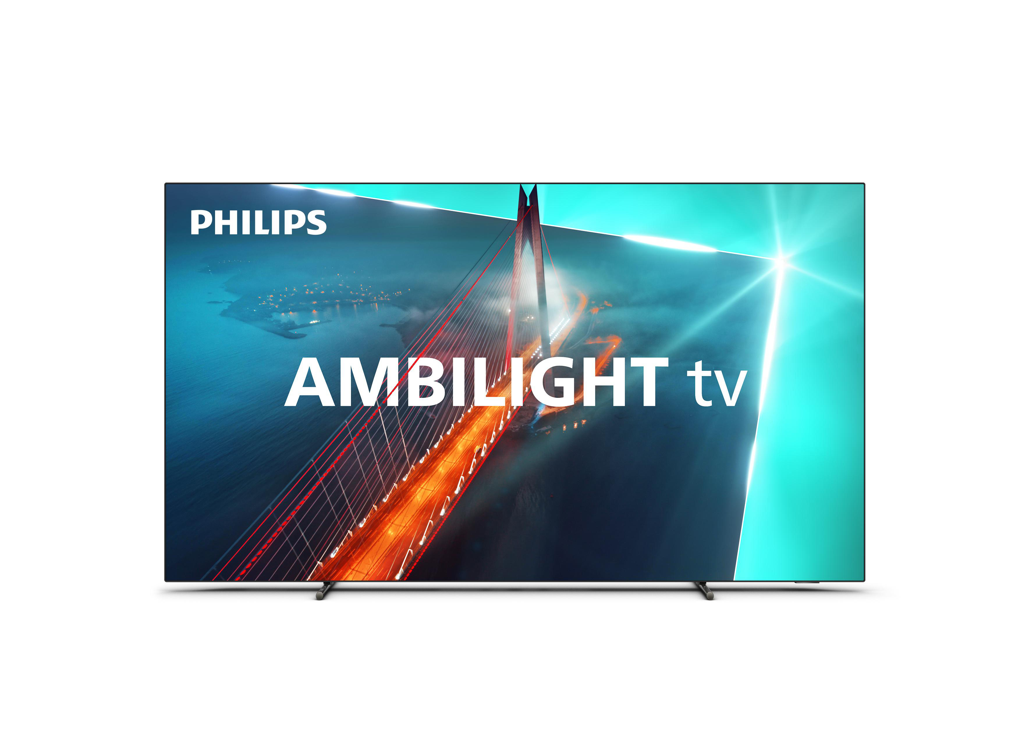PHILIPS 48OLED708/12 4K OLED Ambilight TV, SMART Zoll (Flat, / cm, TV 121 GoogleTV 12) 48 Ambilight, 4K, OLED
