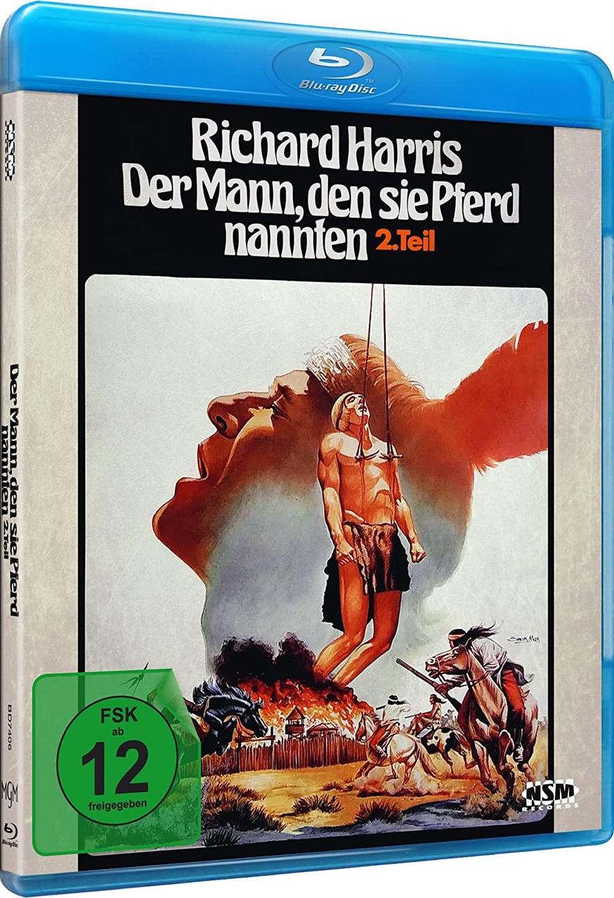 Blu-ray-Filmhülle mit einem hängenden Mann. Der Titel ist Der Mann, den sie Pferd nannten.