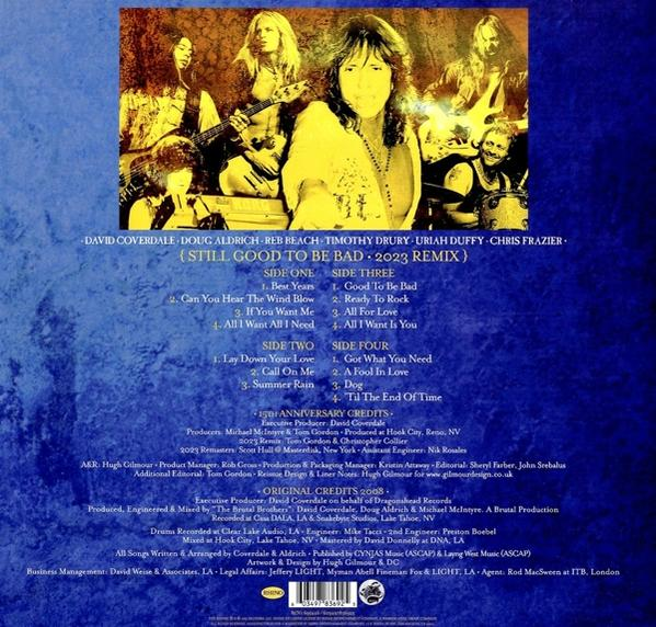 Rückseite einer CD-Hülle mit Text und Bildern des Albumcovers und Credits.
