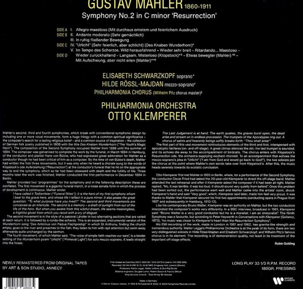 Ein Schallplattencover mit Text über Gustav Mahler und die Auferstehungssymphonie.