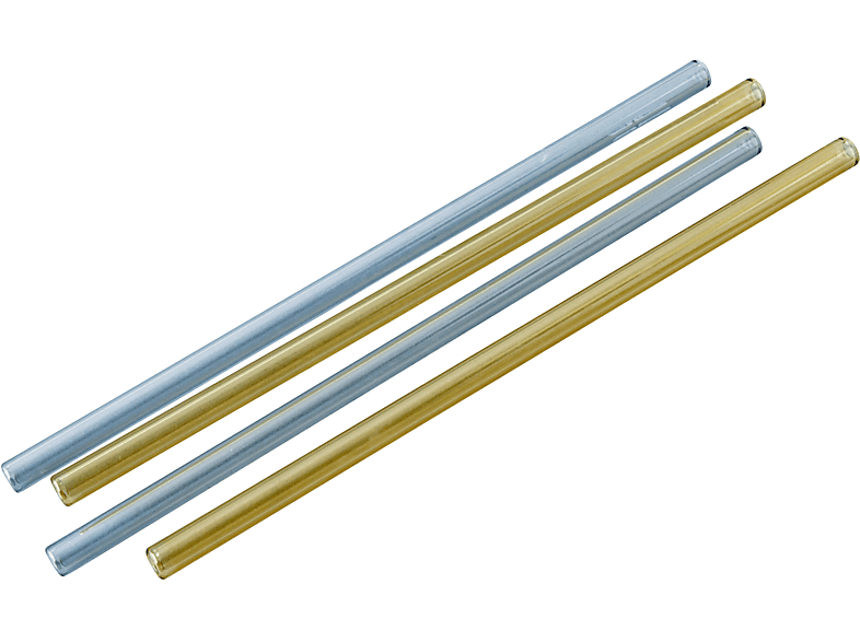 Fackelmann 54844 Glas Trinkhalbe mit Bürste, 8x200mm, 4 Stück; Strohhalm aus Glas