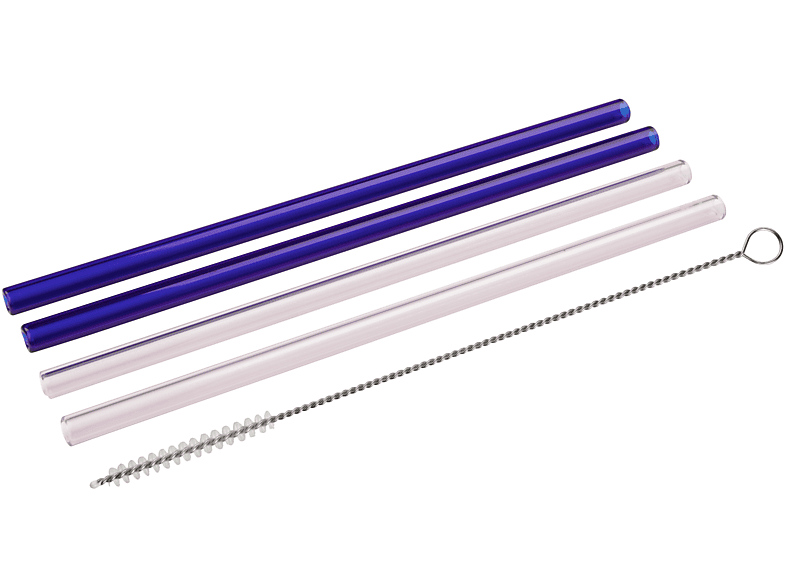 Fackelmann Glastrinkhalme 20cm bunt + Bürste; Glas-Trinkhalme