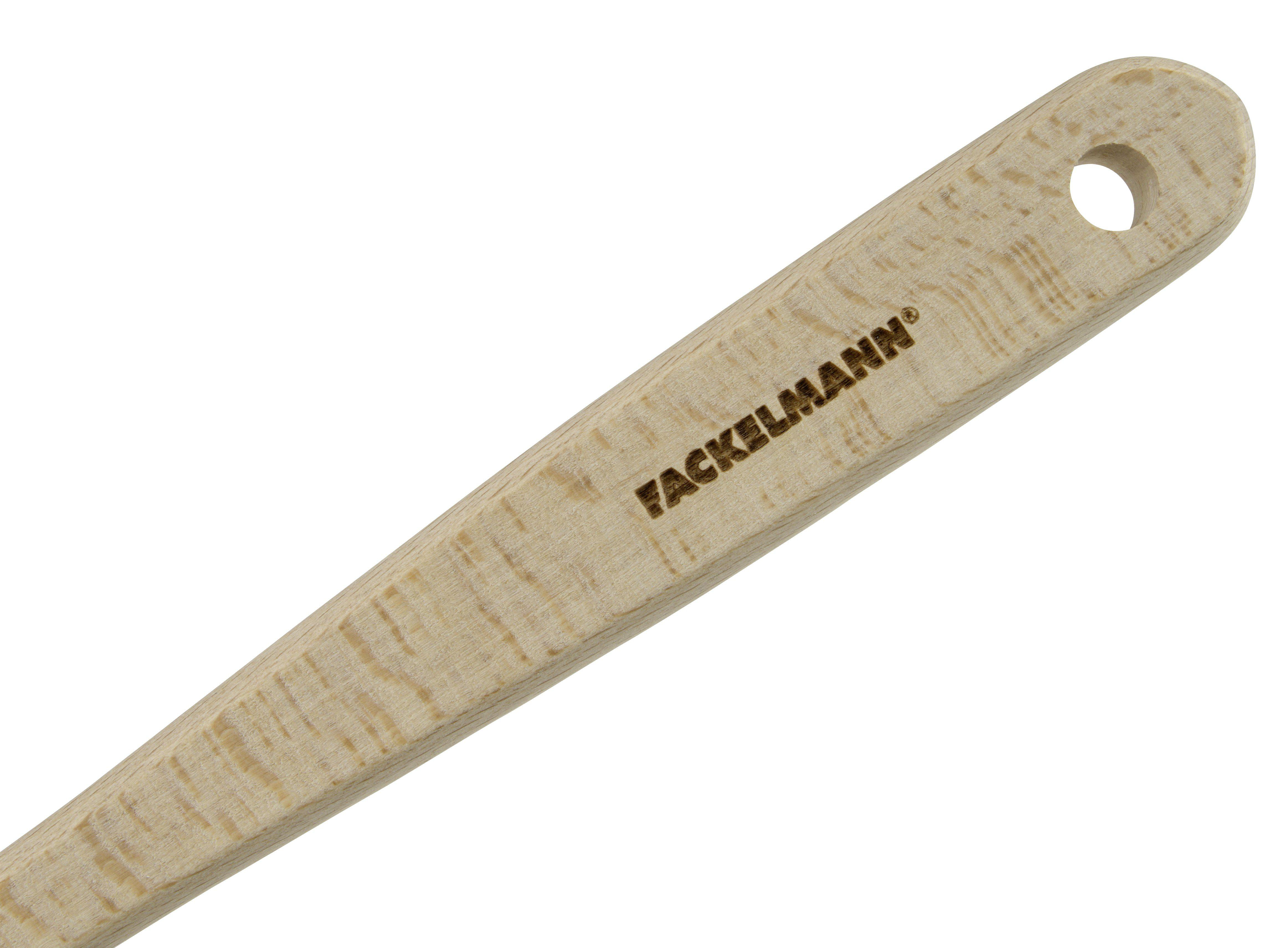 Holzspatel mit dem Markennamen "FACKELMANN" auf dem Griff eingraviert.