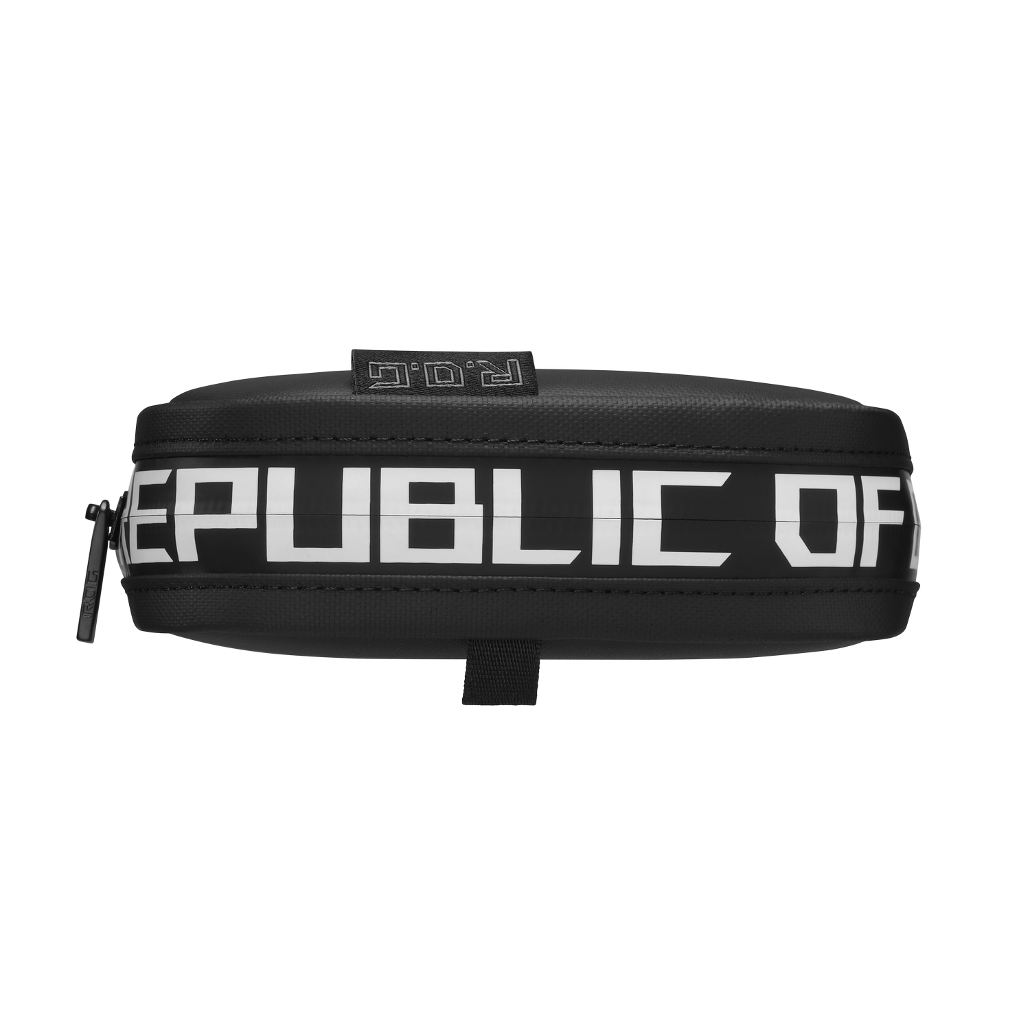 Black pencil case with white "REPUBLIC OF" text and a small ROG logo.