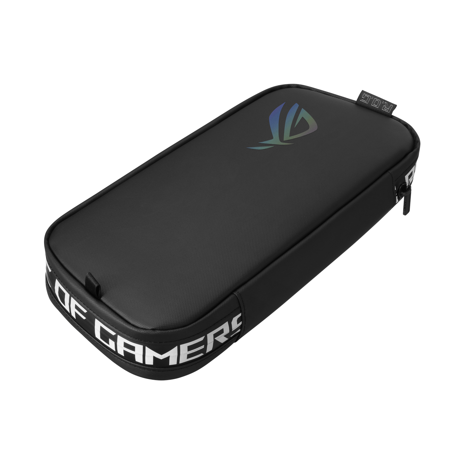 Black ROG gaming case with logo and text 