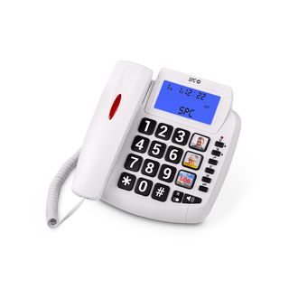 Teléfono - SPC Comfort Volume 2, Análogo, Luz timbre, Teclas gigantes, Compatible audífonos, Blanco