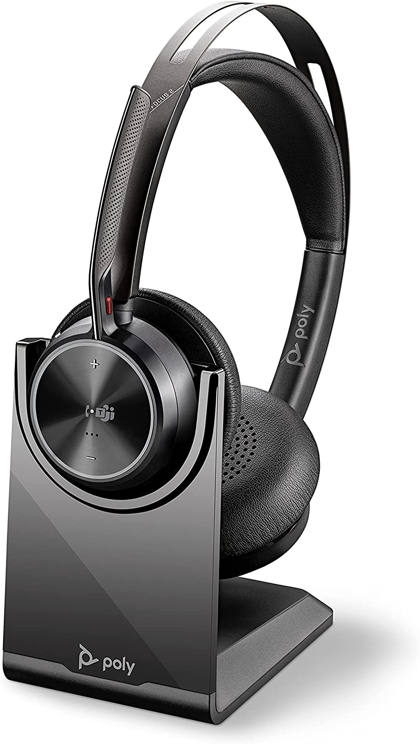 Schwarz Tischladestation Voyager POLY Focus Bluetooth Headset 2 UC, Stereo mit Over-ear Bluetooth