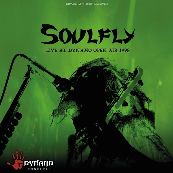 A 'Soulfly Live' album borítója. Egy sziluett gitárral zöld háttér előtt.