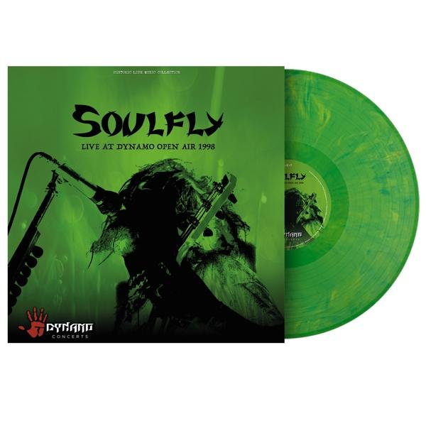 Pochette de l'album Soulfly, vinyle vert, live au Dynamo Open Air 1998.
