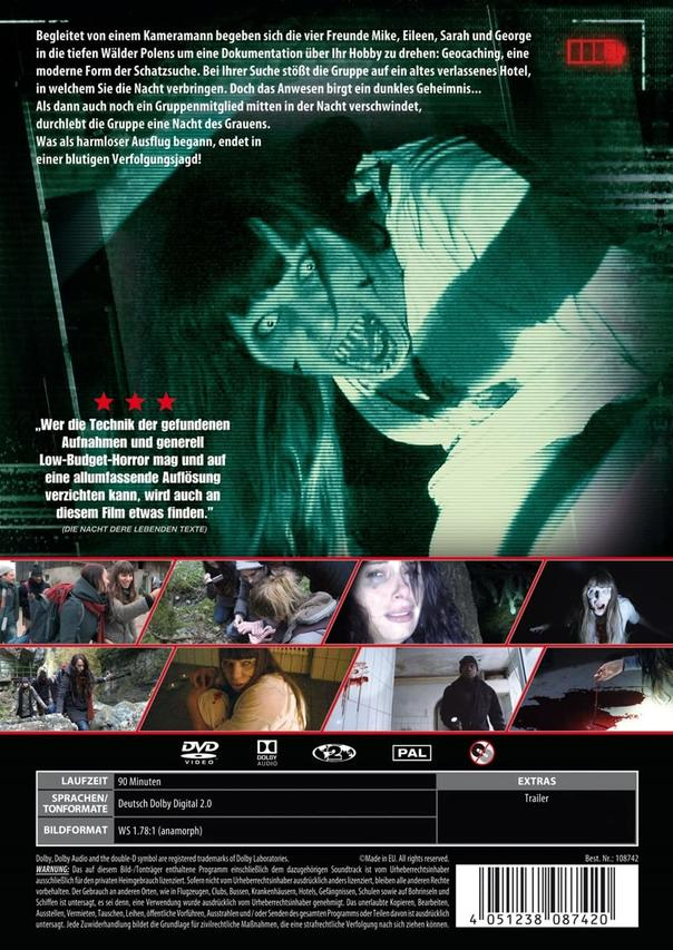 DVD-Cover mit einem gruseligen Bild eines Gesichts. Text auf Deutsch. Leute schauen in die Kamera.
