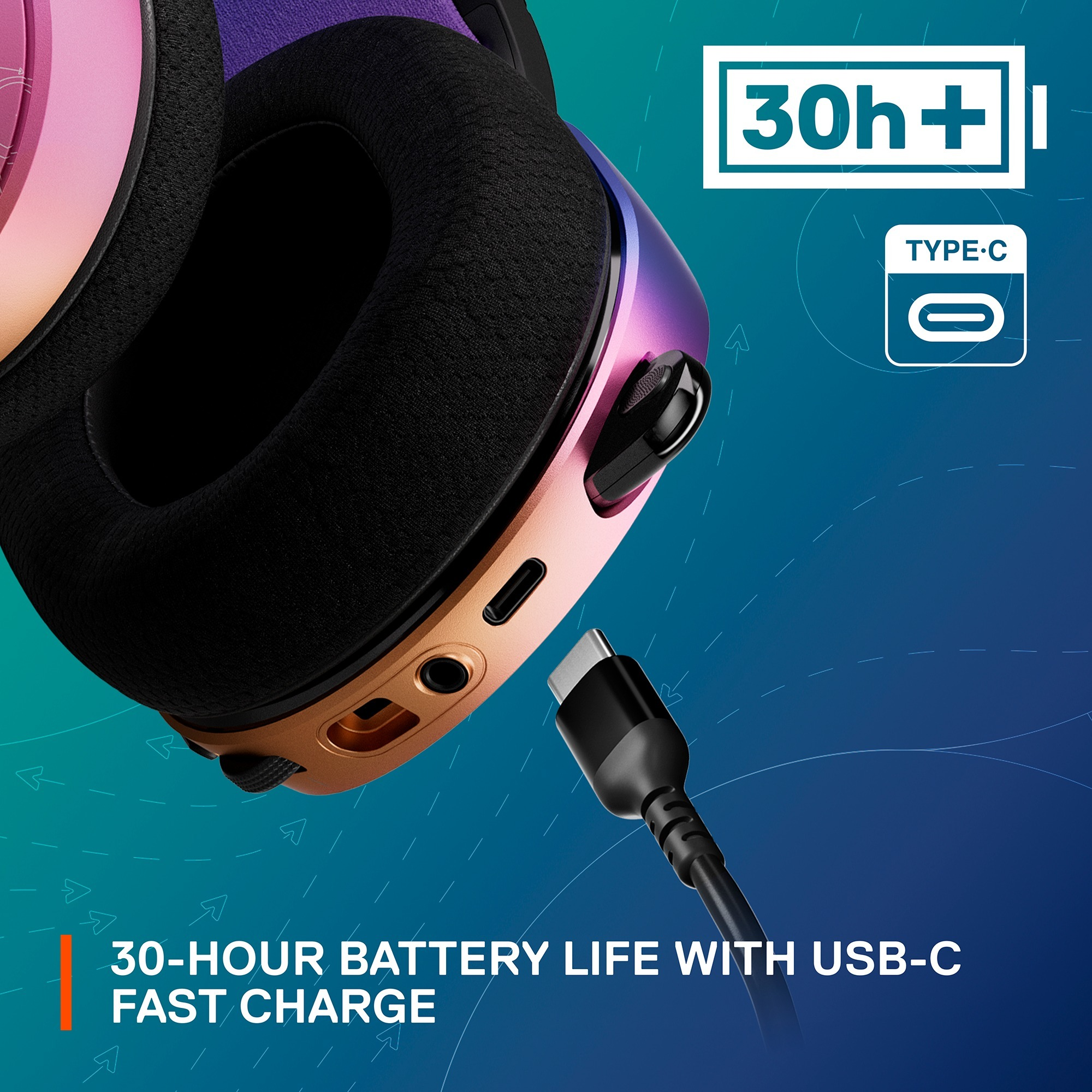 Auriculares gaming - Steel Series Arctis 7+ Destiny 2, Inalámbrico, Quantum 2.0 de 2,4 GHz, Lila y negro