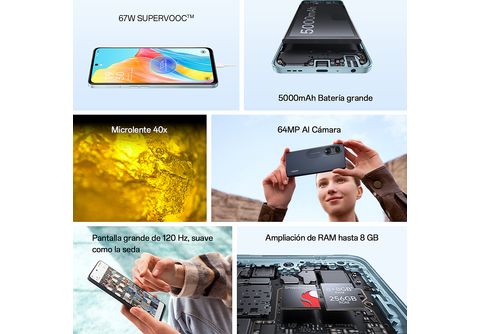 Móvil  OPPO A98 5G, Cool Black, 256 GB, 8GB RAM, 6.72 Full HD+, Qualcomm  Snapdragon™ 695 5G, 5000 mAh, Android