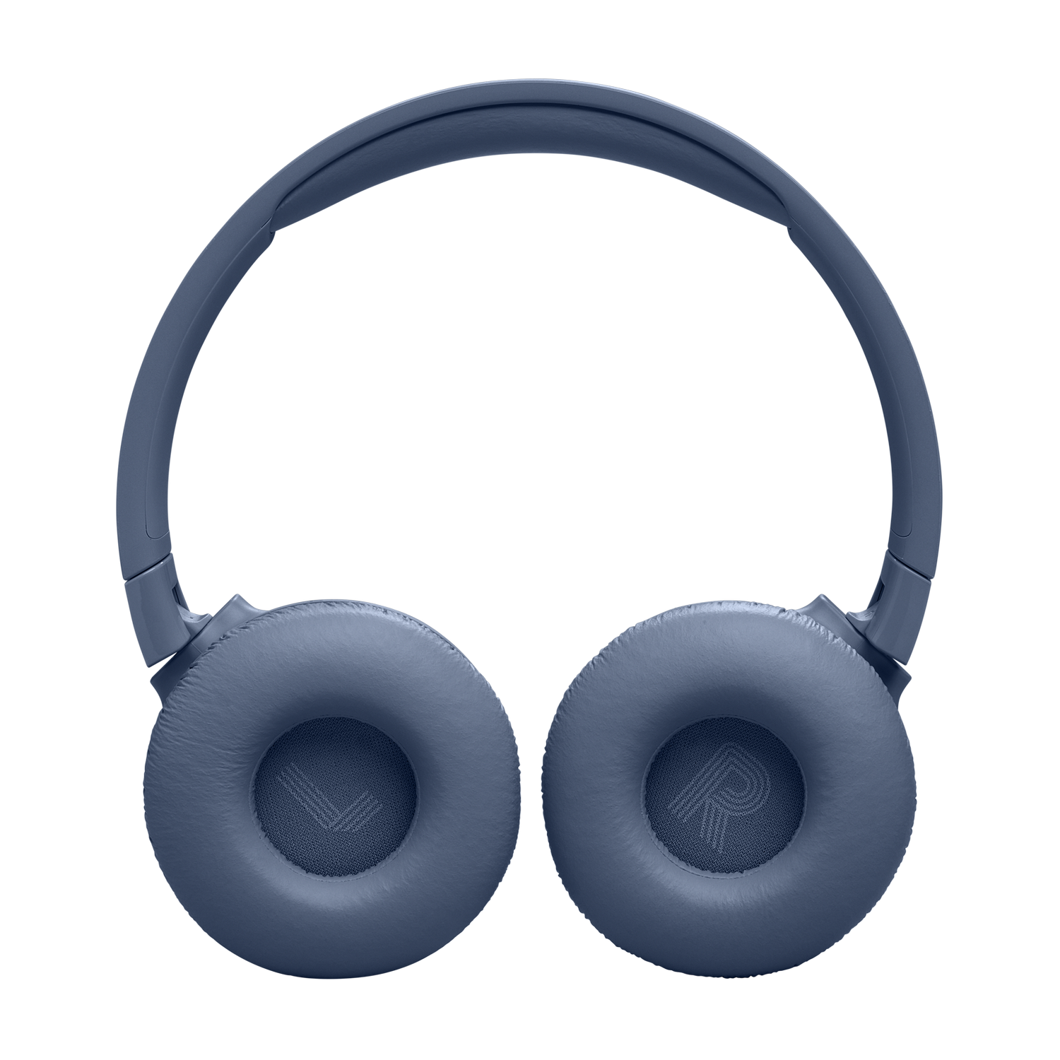 Blue headphones with round ear cups. The ear cups have the letter 'R' and 'L'.