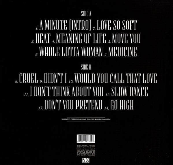 Schwarzes Albumcover mit Trackliste in Weiß. Es steht 'Seite A' und 'Seite B'.