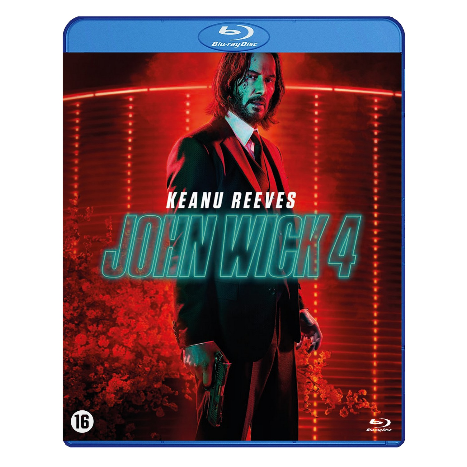 Couverture Blu-ray du film John Wick 4, avec Keanu Reeves tenant une arme.