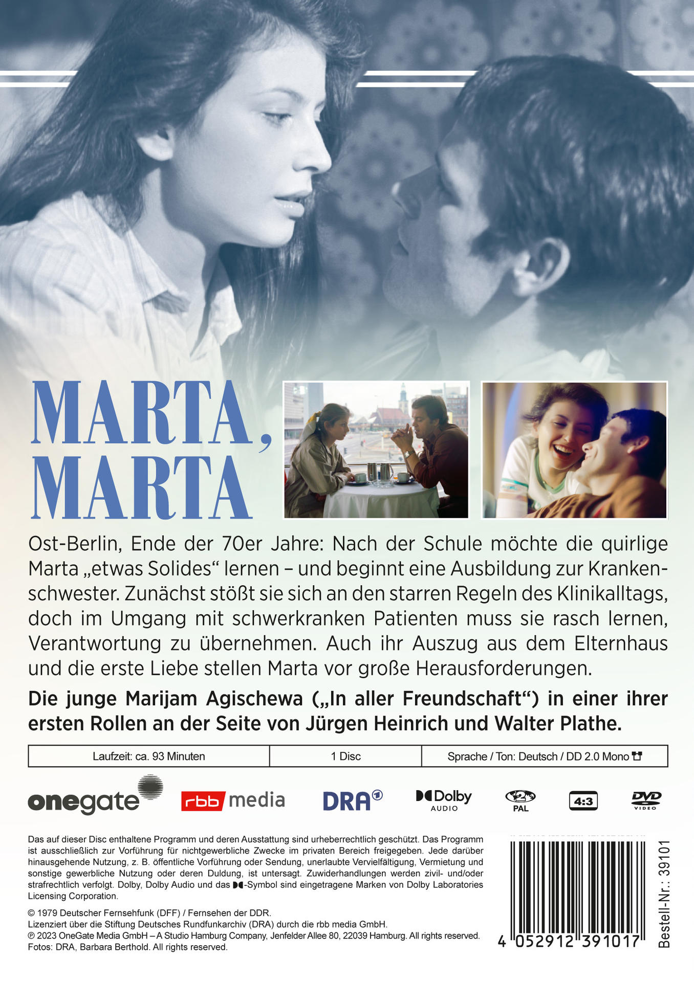 DVD-Hülle für den Film Marta, Marta, mit einer Collage von Szenen und Text in Deutsch.