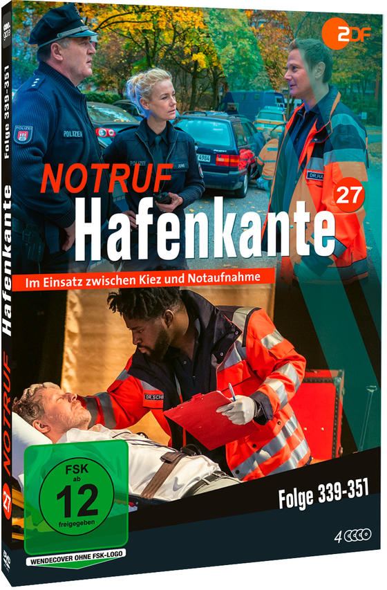 DVD-Cover der TV-Serie 'Notruf Hafenkante' mit Schauspielern und einer Notfallszene.