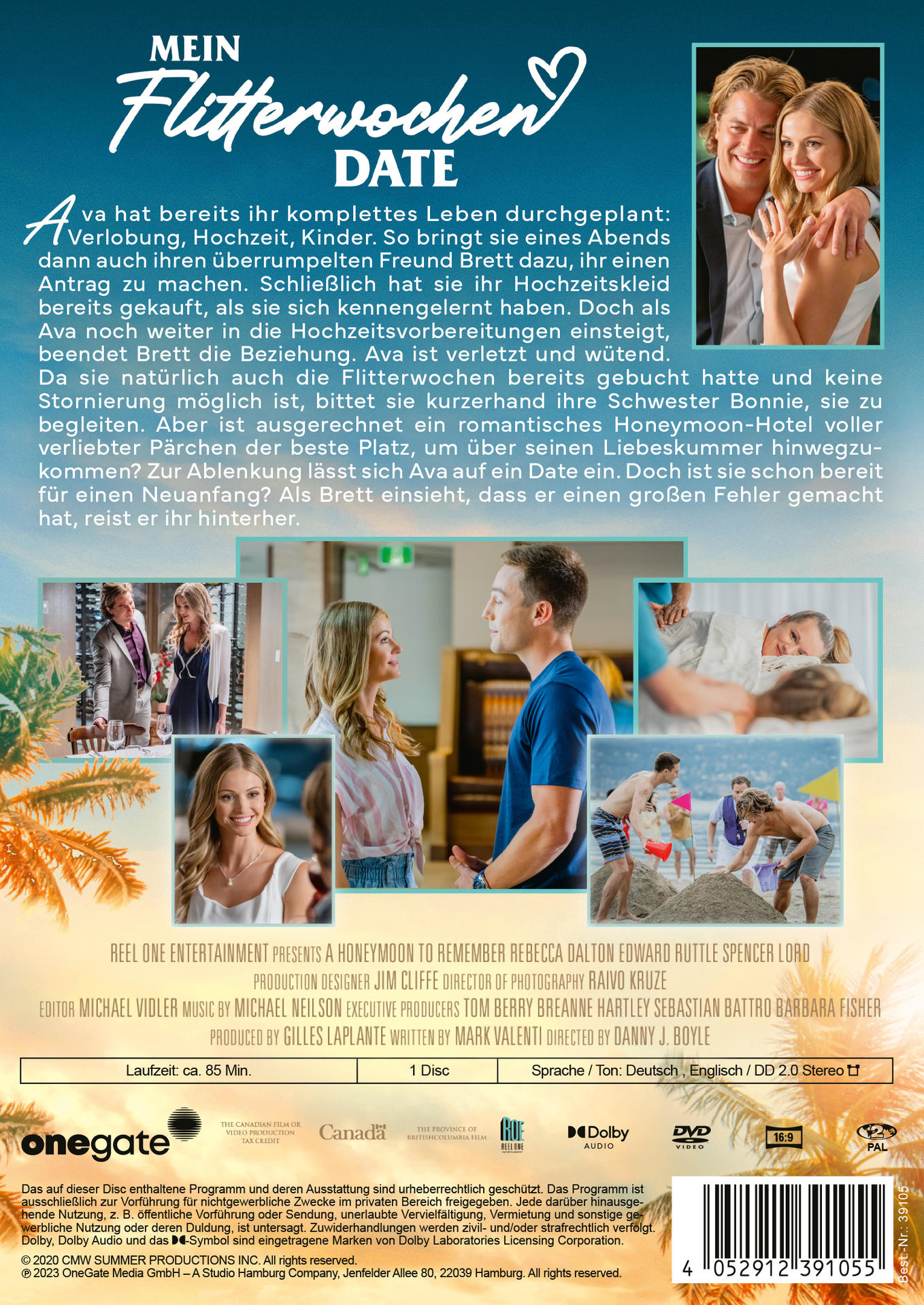 DVD-Cover: Rückseite einer Film-DVD mit Fotos und Text auf Deutsch, und ein sich umarmendes Paar.