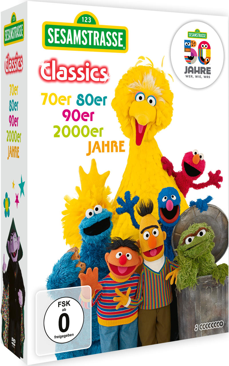 Sesamstraße Classics DVD-Cover mit Figuren wie Big Bird und Elmo.