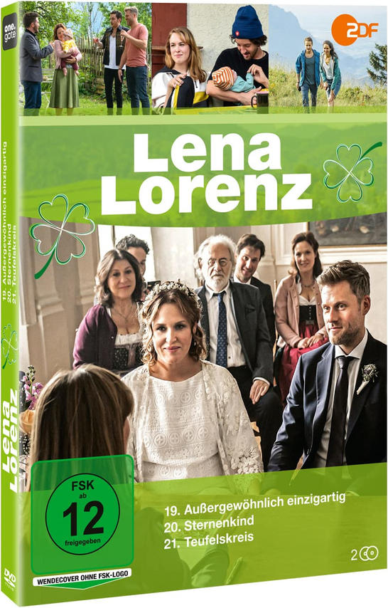 DVD-Hülle für 'Lena Lorenz', mit einer Gruppe von Leuten im Hintergrund und einer Frau in Weiß im Vordergrund.