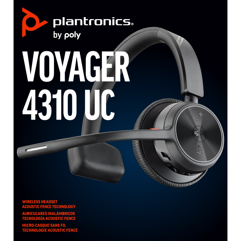 POLY Voyager 4310/R, Over-ear Headset Schwarz Bluetooth