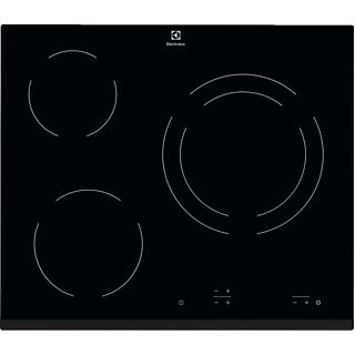 Placa vitrocerámica - Electrolux EHF6231IOK, 3 zonas, Zona grande 27 cm, 60 cm, Negro