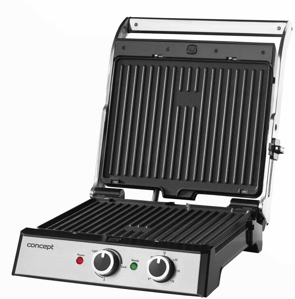 Elektryczny grill Concept, otwarty. Widoczne elementy sterujące.
