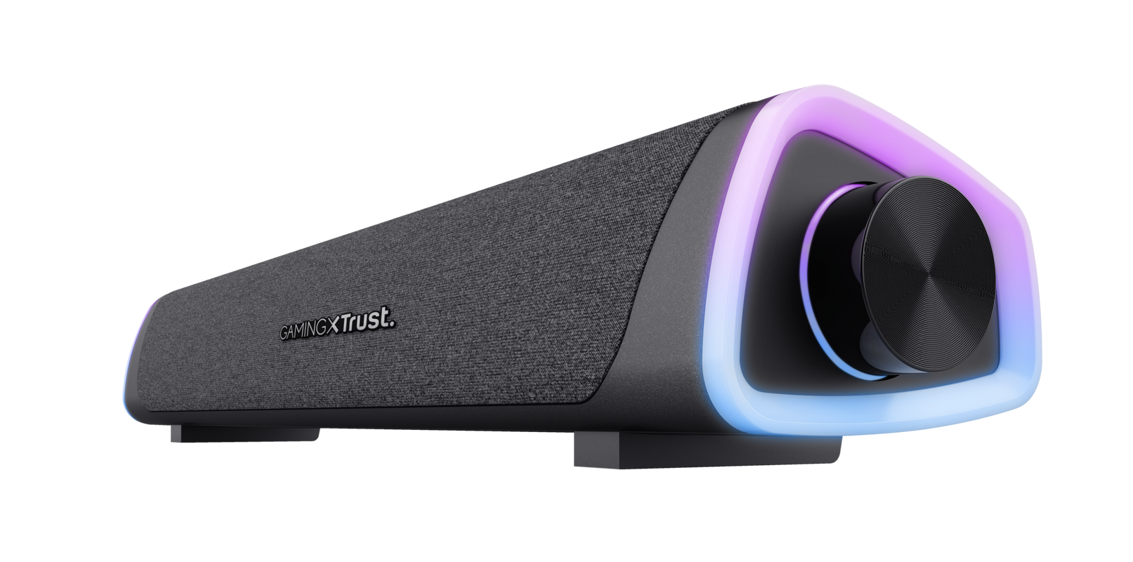 Játék soundbar szövet borítással, színes fényekkel és oldalsó hangerőszabályzóval.
