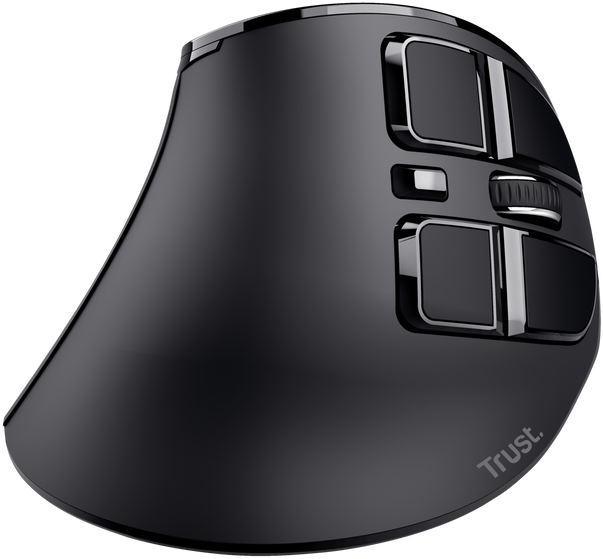 TRUST Voxx vezeték nélküli ergonomikus vertikális egér, akkumulátor, 9 gomb, BT+2,4Ghz, fekete (23731)