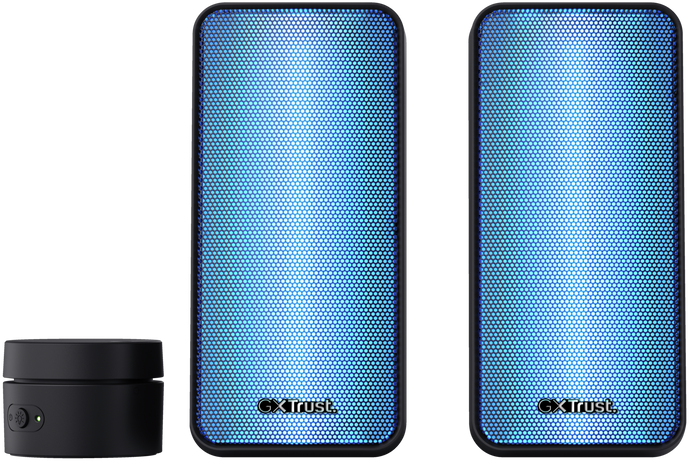 TRUST GXT 611 Wezz 2.0 sztereó hangszóró, RGB, 3,5mm jack, USB tápellátás, fekete (24587)