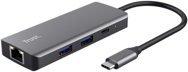 TRUST Dalyx 6in1 USB Type-C adapter, HDMI 2.0, RJ-45 Gigabit LAN, 2x 3.1, USB-C, ezüst (24968)