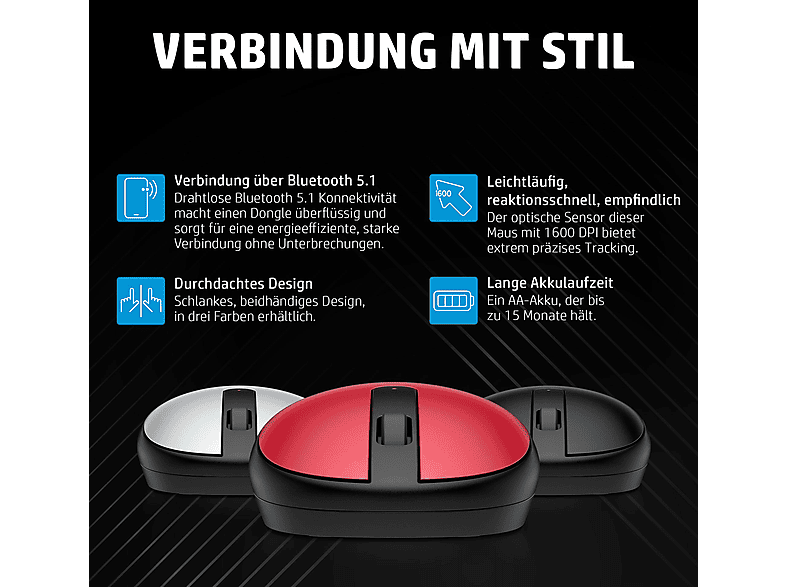 Thumbnail - HP 240 Bluetooth Maus, Lunar White