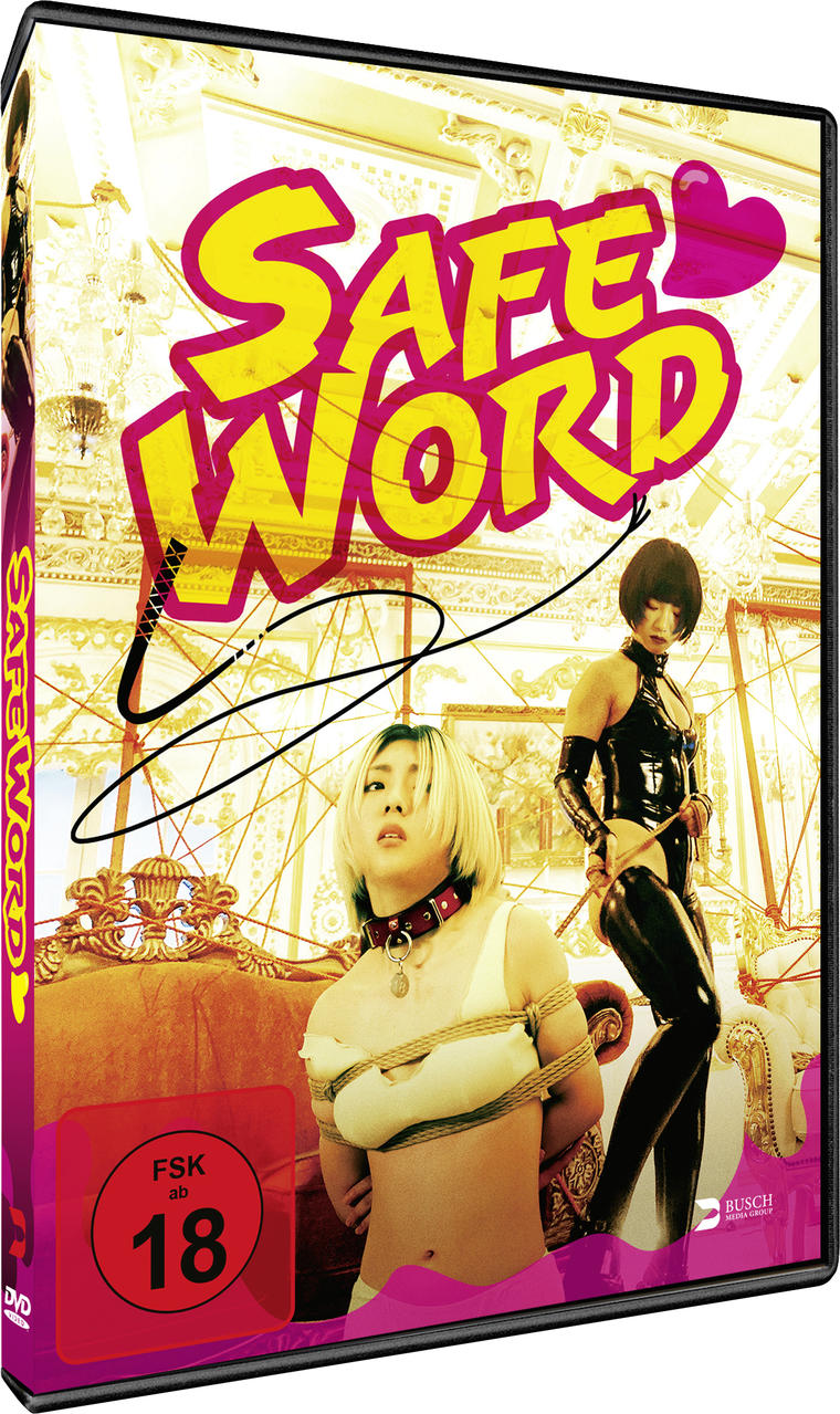 DVD-Cover. Zwei Frauen, eine gefesselt. Text sagt SAFE WORD, FSK 18 und Busch-Label.