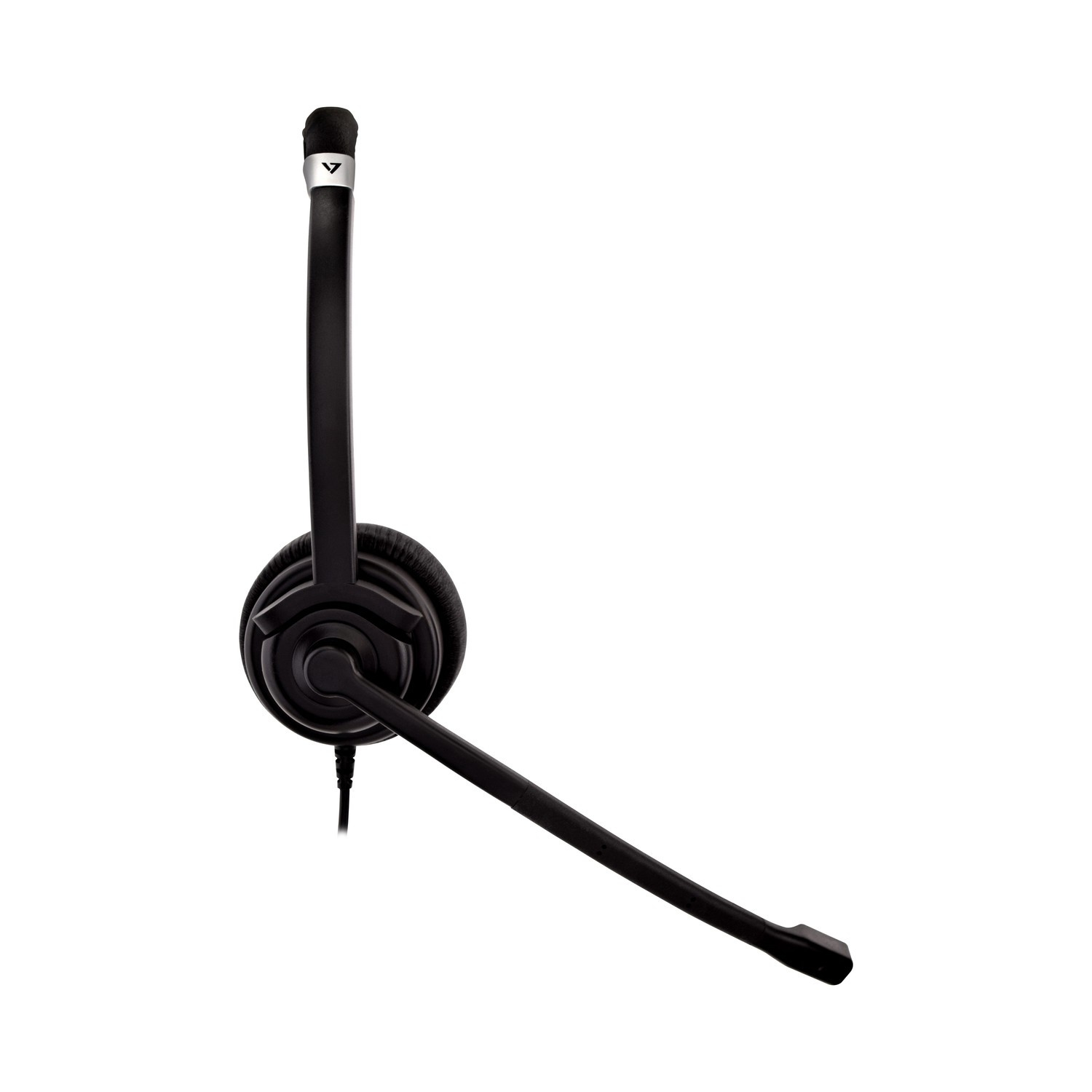 Un auricular negro con un micrófono que se extiende desde el lado izquierdo.