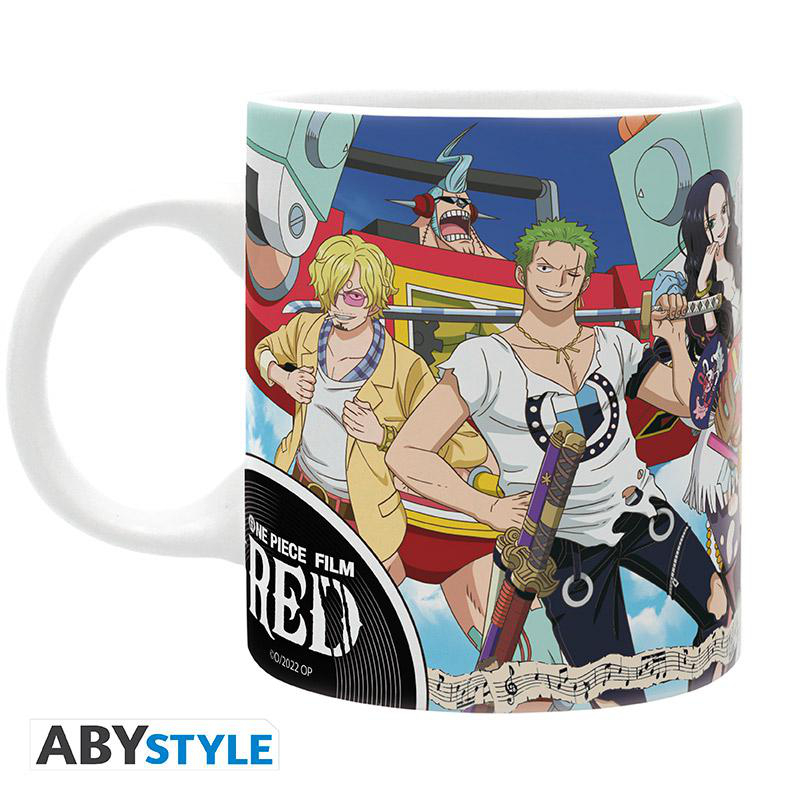 One Piece Tasse mit Charakteren. Weißer Griff. ABYSTYLE Logo unten. Weißer Hintergrund.