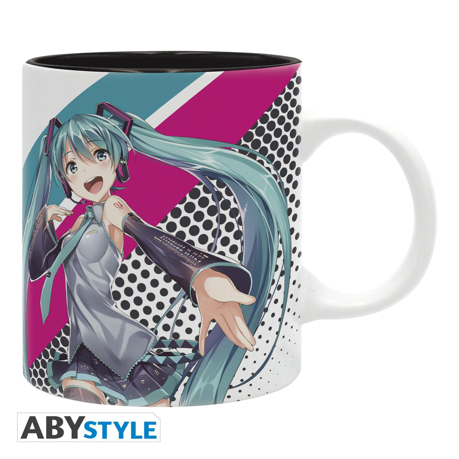 Tasse mit einer Cartoonfigur. Die Tasse ist weiß mit Henkel.