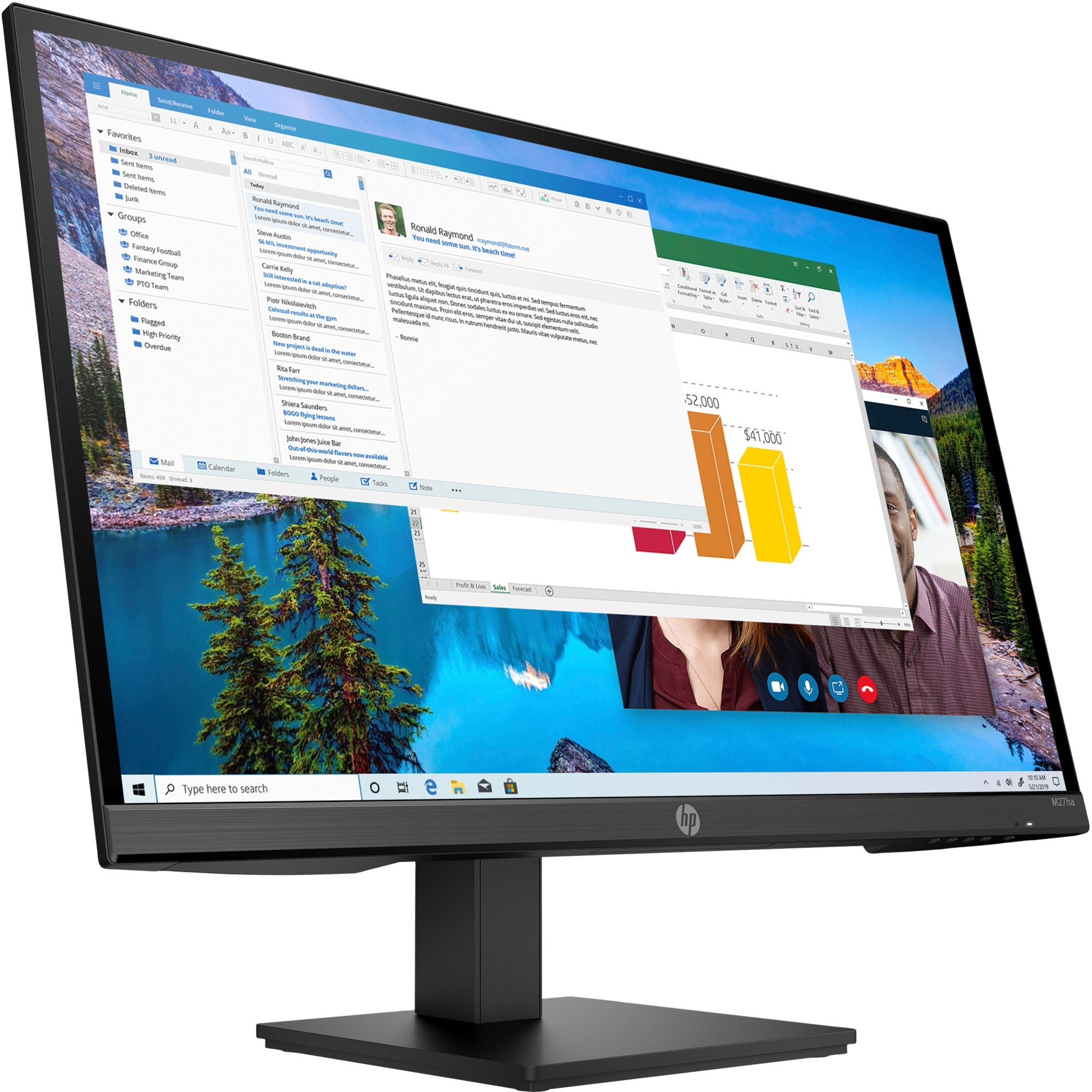 Monitor - HP M27HA, 27", Full-HD, 5 ms, 60 Hz, 1 VGA; Low blue light, IPS, Negro