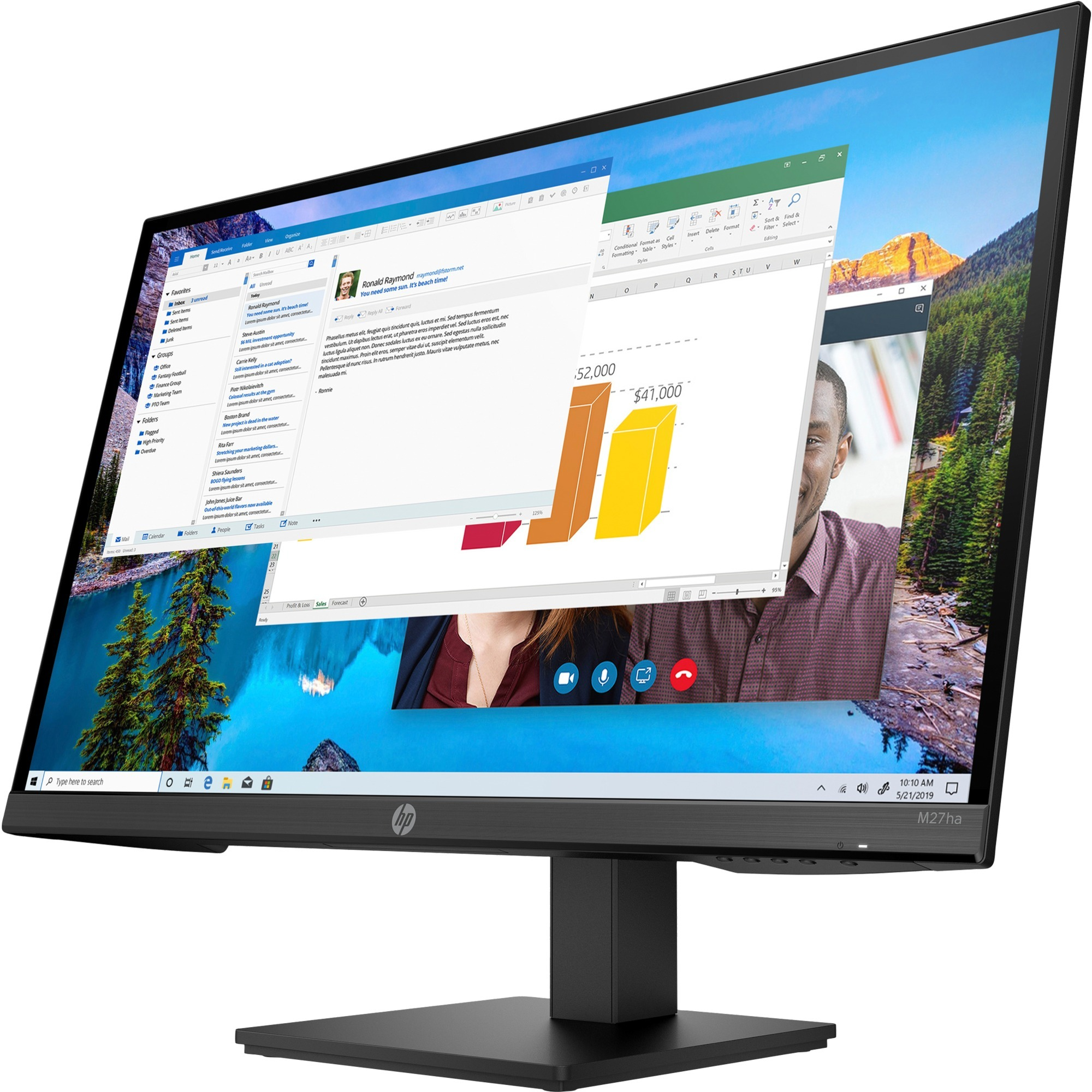 Monitor - HP M27HA, 27", Full-HD, 5 ms, 60 Hz, 1 VGA; Low blue light, IPS, Negro