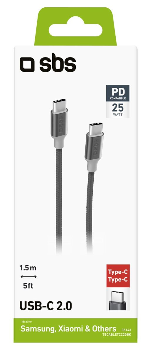 Białe opakowanie z dwoma kablami USB-C, z tekstem o produkcie.