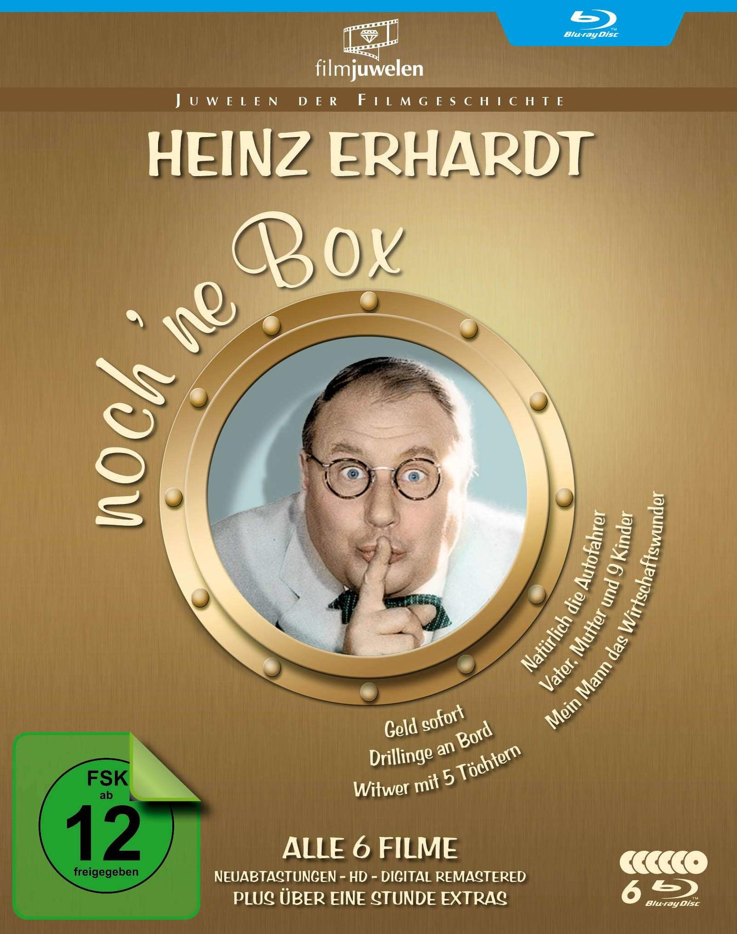 Blu-ray-Hülle, Filmcover mit Mann mit Brille, Finger an den Lippen, Text: Noch'ne Box.