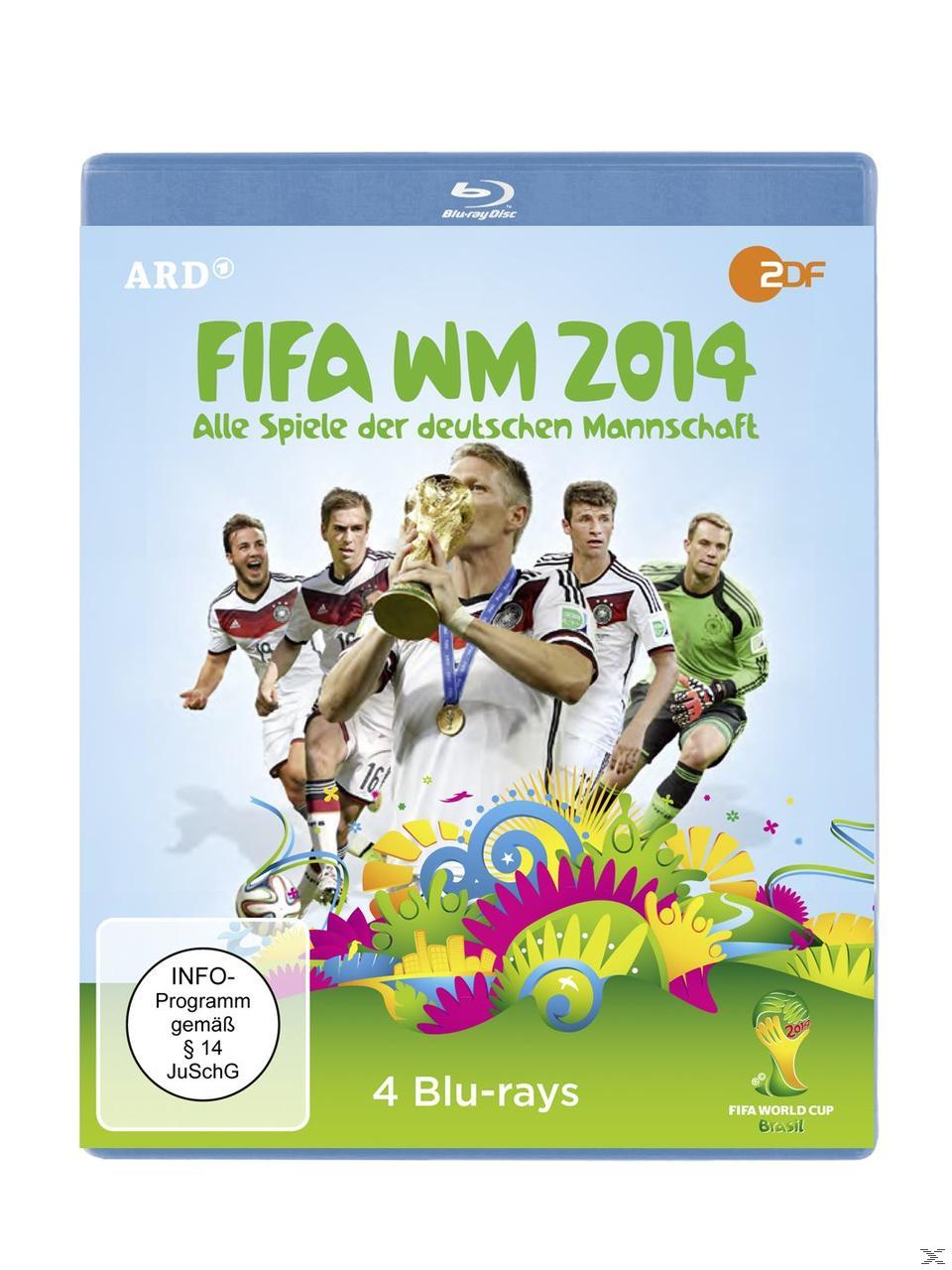 FIFA Weltmeisterschaft 2014 Blu-ray Box-Set. Zeigt deutsche Teamspieler, Trophäe und Text auf Deutsch. 4 Blu-rays.