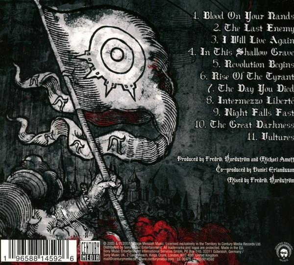 Albumcover mit Text und Illustration. Zeigt eine Flagge, einen Soldaten und die Titelliste.