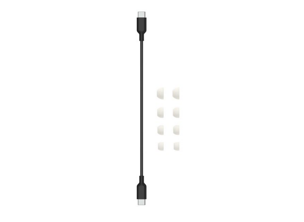 Cable de carga negro con dos conectores USB-C.