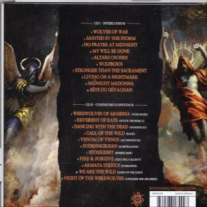 Rückseite einer CD mit Album-Trackliste und Artwork mit Engeln auf dunklem, strukturiertem Hintergrund.